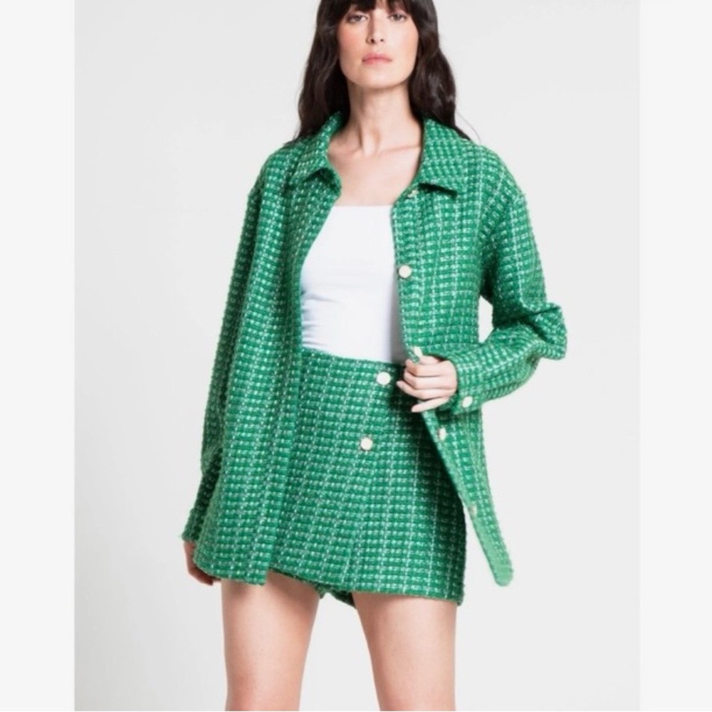 English Factory Green Tweed Jacket Shacket size Large
